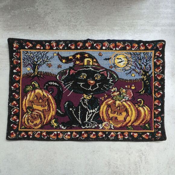 Halloween Placemats Set of 4 Black Cat and Pumpkins Design Festive Table Decor - Picture 6 of 10